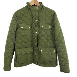 J. Crew Quilted Downtown Field Jacket Barn Chore Green Women Size Small